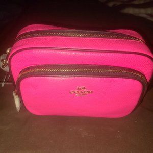 NEW Coach Court leather crossbody Court Fluorescent Pink